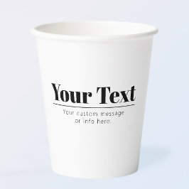 Vasos De Papel Texto retro-moderno de estilo | Blanco y negro