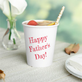 Vasos De Papel Texto rojo del Día del Padre Feliz