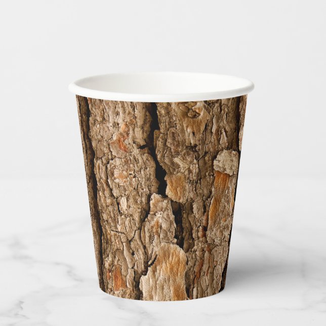 Vasos De Papel Textura de corteza de pino (Anverso)