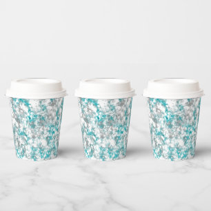 Vasos De Papel Textura de mármol gris y blanco turquesa
