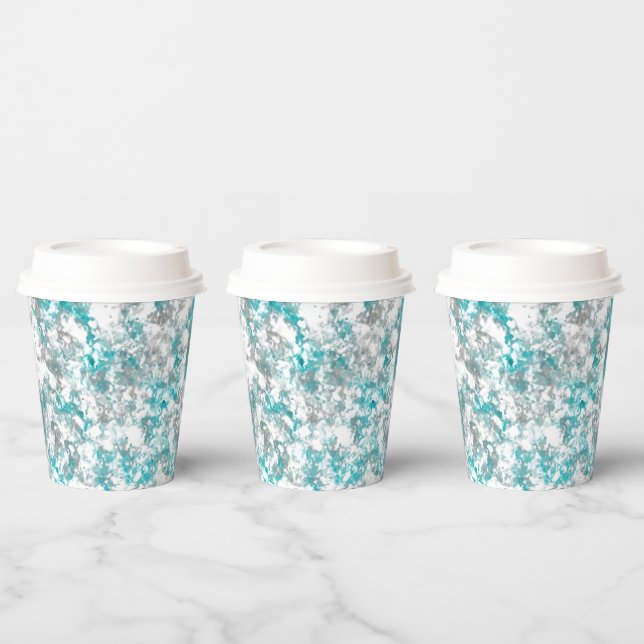 Vasos De Papel Textura de mármol gris y blanco turquesa (Multi)