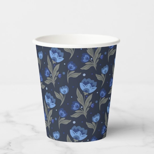 Vasos De Papel Textura floral de arte popular rústico (Anverso)