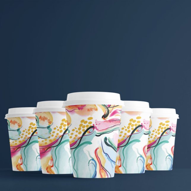 Vasos De Papel Textura orgánica de primavera con formas onduladas (Subido por el creador)
