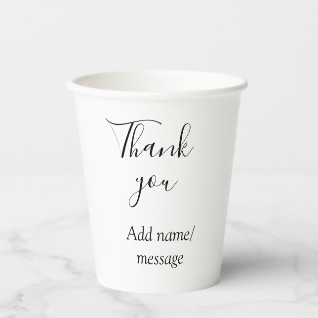 Vasos De Papel Thank you add name message simple stylish calligra (Anverso)