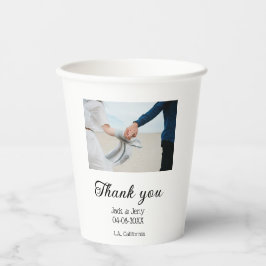 Vasos De Papel Thank you modern simple wedding couple name messag