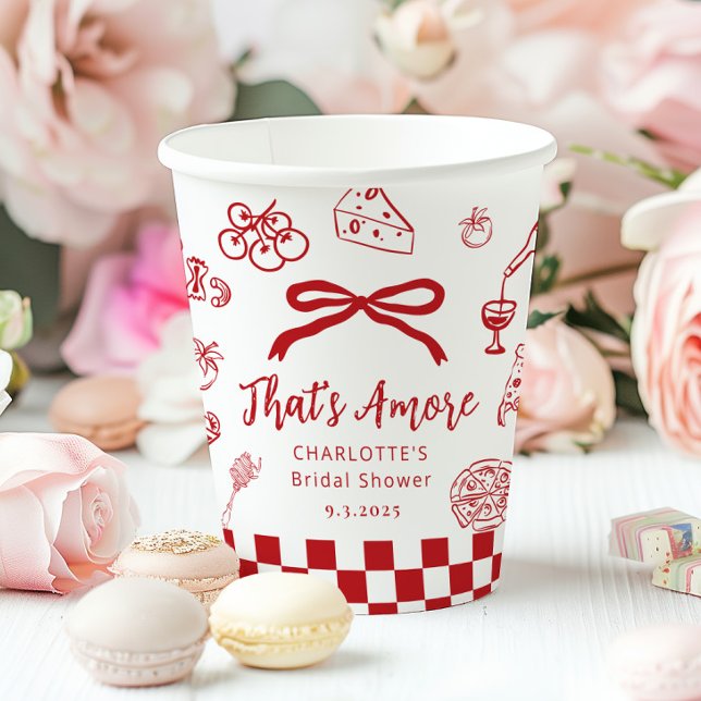 Vasos De Papel That's Amore Hand Drawn Italian Bridal Shower (Subido por el creador)
