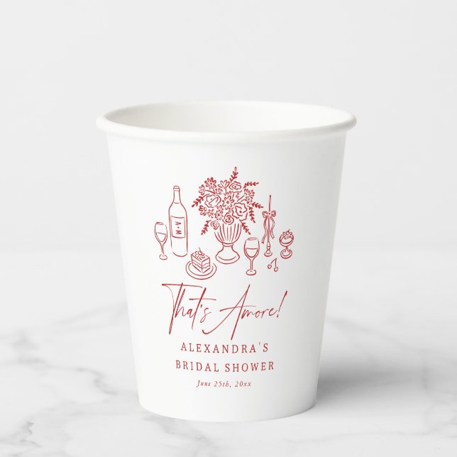 Vasos De Papel That's Amore Pizza & Wine Despedida de Soltera (Anverso)