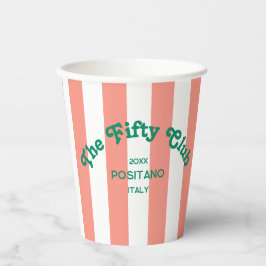Vasos De Papel The Fifty Club Peach Beach Stripe 50th Birthday 