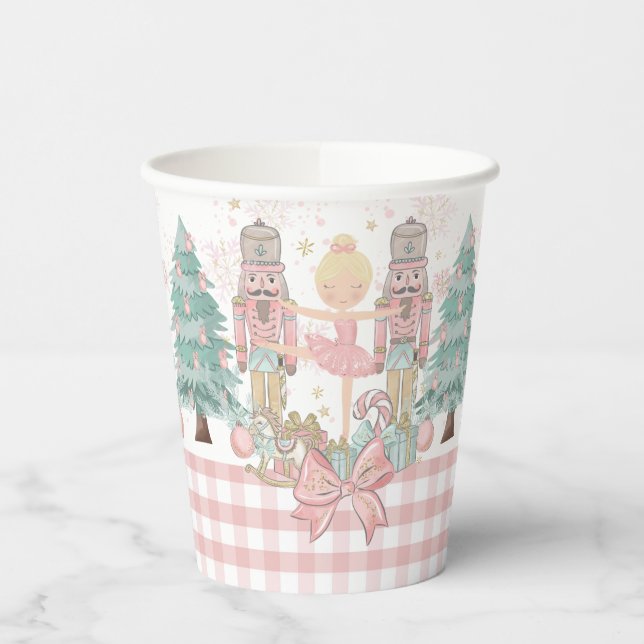 Vasos De Papel The Nutcracker Ballet Pastel Pink Christmas Blonde (Izquierda)