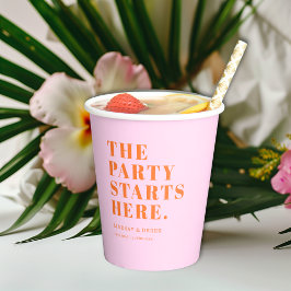 Vasos De Papel The Party Stars Here! Bold Font Wedding