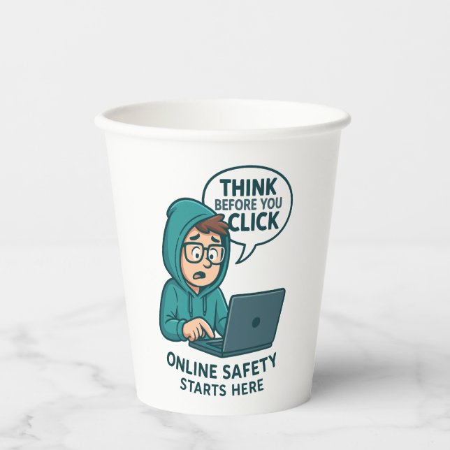 Vasos De Papel Think Before You Click - Online Safety Awareness (Anverso)