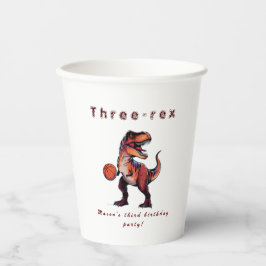 Vasos De Papel Three-Rex basketball Dino birthday