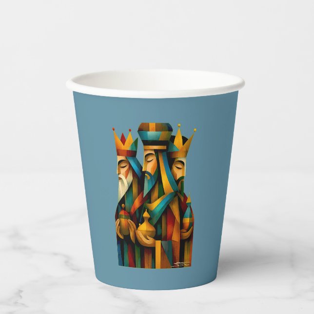 Vasos De Papel Three Wise Men Abstract Nativity Art  (Anverso)