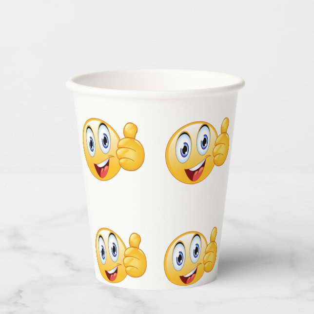 Vasos De Papel Thumbup Emoji Buena Hecho Feliz Cara Sonriente (Anverso)