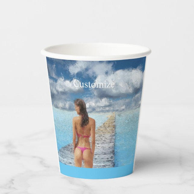 Vasos De Papel Thunder_Cove, Chica de bikini (Anverso)