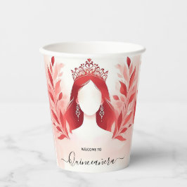 Vasos De Papel Tiara Black Lace Red Quinceanera