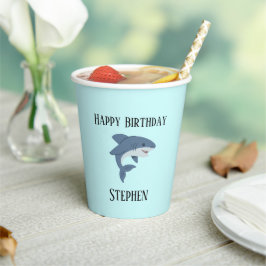 Vasos De Papel Tiburón azul chiflado personalizado