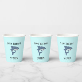 Vasos De Papel Tiburón azul lindo personalizado