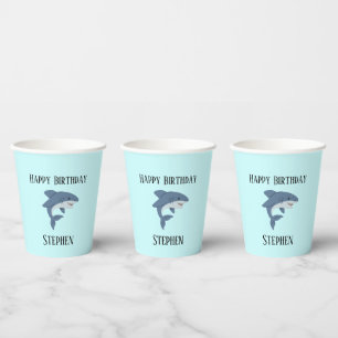 Vasos De Papel Tiburón azul lindo personalizado