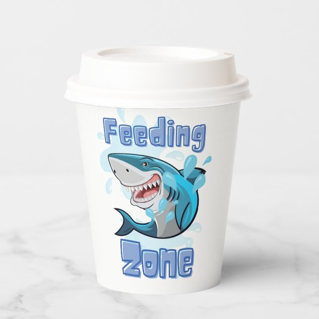 VASOS DE PAPEL TIBURÓN DE ZONA DE ALIMENTACIÓN , ESTILO DE CARICA (Anverso)