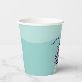 Vasos De Papel Tiburón Kawaii Boba y corazones bajo el mar