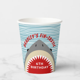 Vasos De Papel Tiburón muerde cualquier fiesta de cumpleaños de l