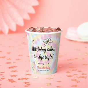 Vasos De Papel Tie Dye Birthday Party