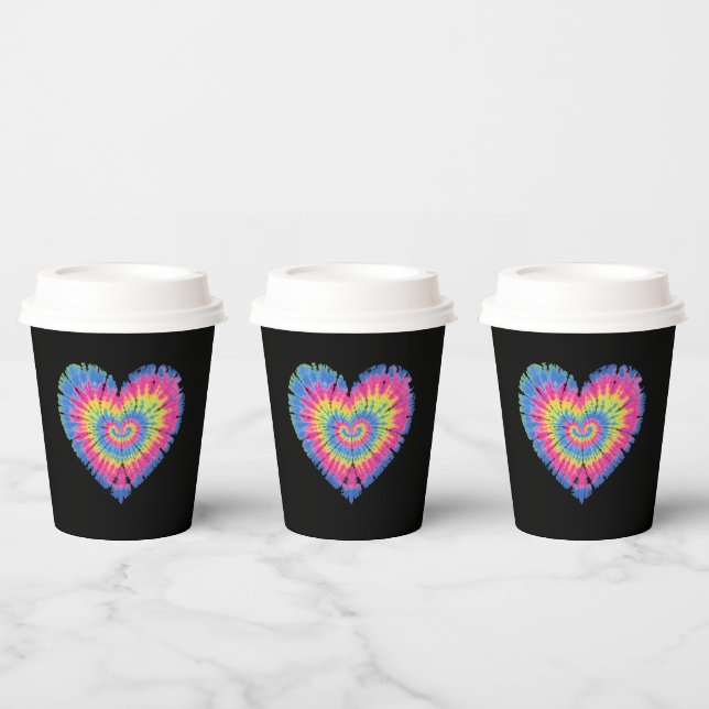 Vasos De Papel Tie Dye Valentines Colorful Hearts Day (Multi)