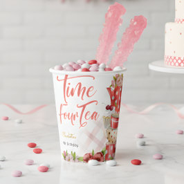 Vasos De Papel Tiempo cuatro té, cuarto cumpleaños para los niños