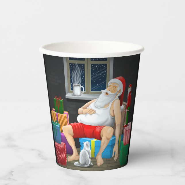 Vasos De Papel Tiempo de café de Santa Claus (Anverso)