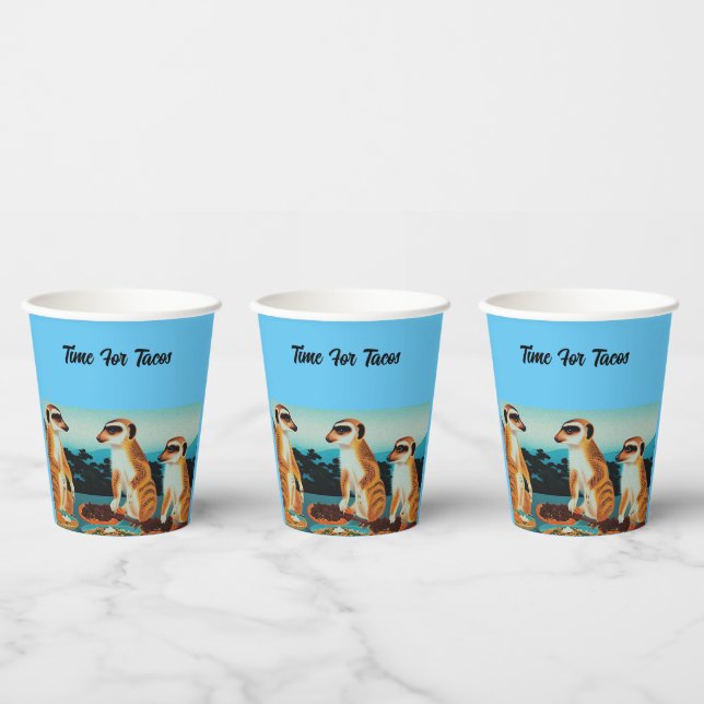 Vasos De Papel Tiempo Para El Estilo De Meerkat De Tacos, Cuadros (Multi)