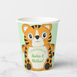 Vasos De Papel Tiger Baby Shower Green