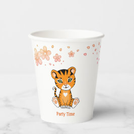 Vasos De Papel Tigre bebé y flores rosadas Fiesta tazas de papel