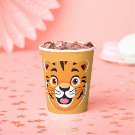 Vasos De Papel Tigre divertido Face safari Fiesta de cumpleaños d