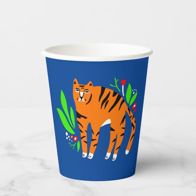 Vasos De Papel Tigre en flores (Anverso)