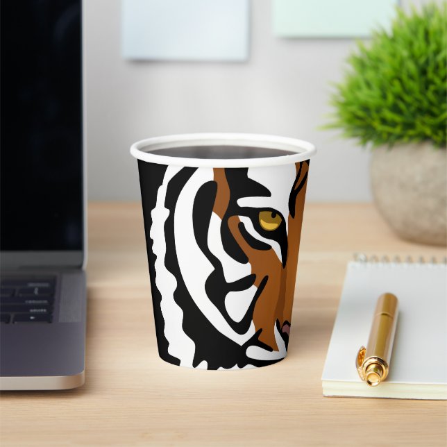 Vasos De Papel Tigre, gato salvaje en negro (in situ)