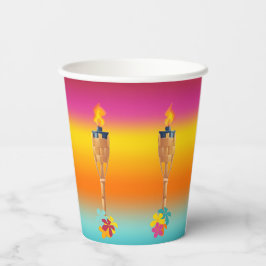 Vasos De Papel Tiki y flores coloridas