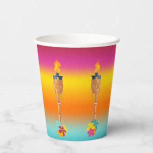 Vasos De Papel Tiki y flores coloridas