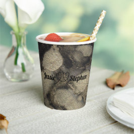 Vasos De Papel Tintas de oro y negro para la Copa de Papel boda