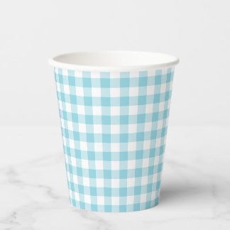 Vasos De Papel Tiny Robin Egg Blue and White Gingham
