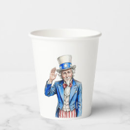 Vasos De Papel Tío Sam Feliz 4 de Julio Patriótico
