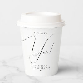 Vasos De Papel Tipografía de guión Dijo que sí Desayuno nupcial