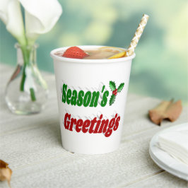 Vasos De Papel Tipografía de los Navidades de Seasons Greetings H
