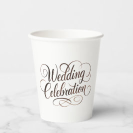 Vasos De Papel Tipografía de Mocha Mousse Watercolor Boda