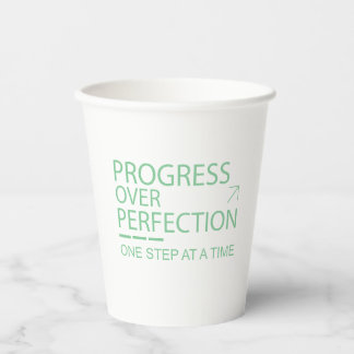 Vasos De Papel Tipografía Motivacional Progreso Sobre Perfección