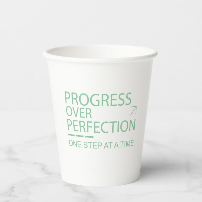 Vasos De Papel Tipografía Motivacional Progreso Sobre Perfección  (Anverso)