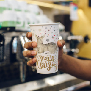 Vasos De Papel Tipografía navideña de ciervos y amargos navidades