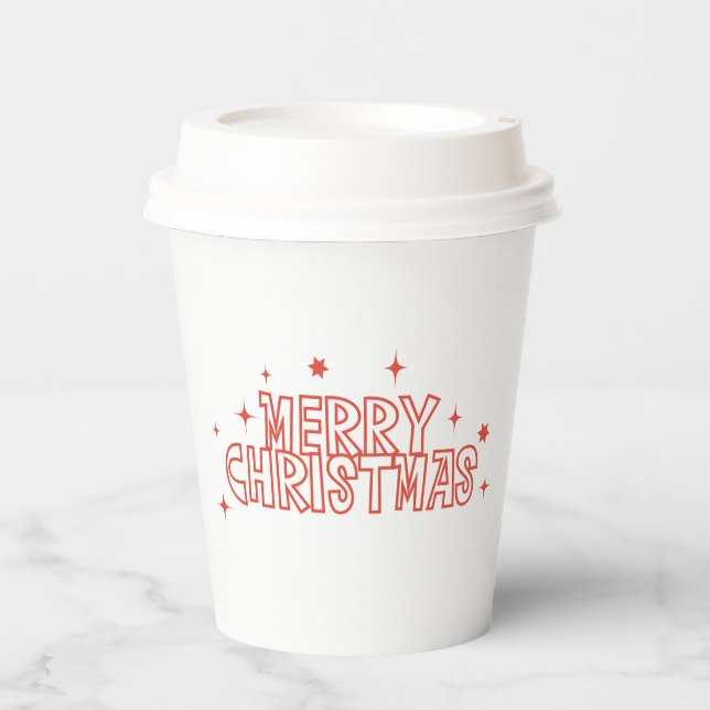 Vasos De Papel Tipografía Retro Feliz Navidad (Anverso)