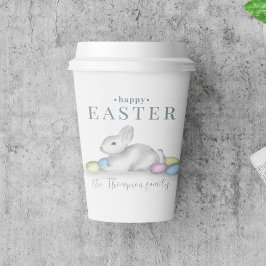 Vasos De Papel Tipografía simple de conejo feliz de Pascua