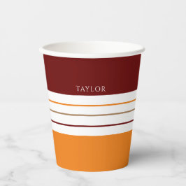 Vasos De Papel Tiras Naranjas De Maroon Autumorales Con Nombre